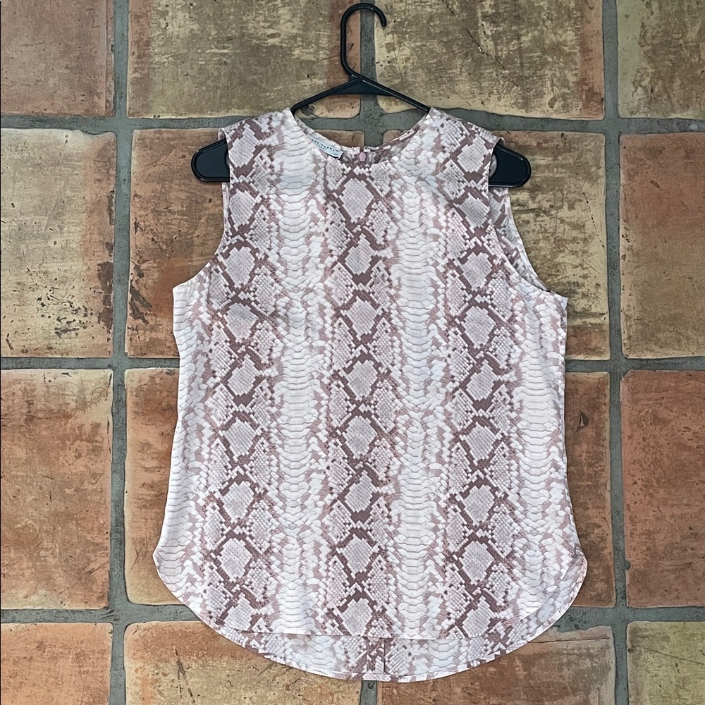 Like New Equipment 100% Silk Small Pink and White Snake Print Blouse